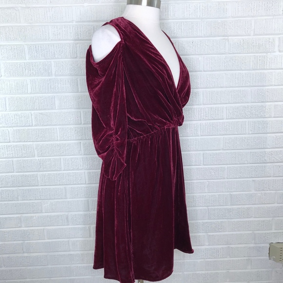 Hale Bob Amata Silk Mini Dress Velvet Cranberry M - Picture 3 of 8